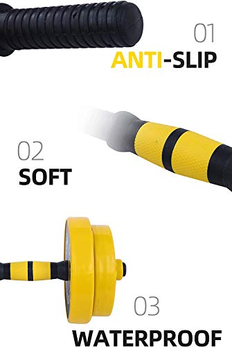 Fuxion 22LB Adjustable Dumbbell Barbell Pair | Free 2-in-1 Set, Non-Slip Neoprene, Purpose, Home, Gym, Office | | Hand Weights, 22 LB or 11 LB, Yellow, Grey, Black - Image 7