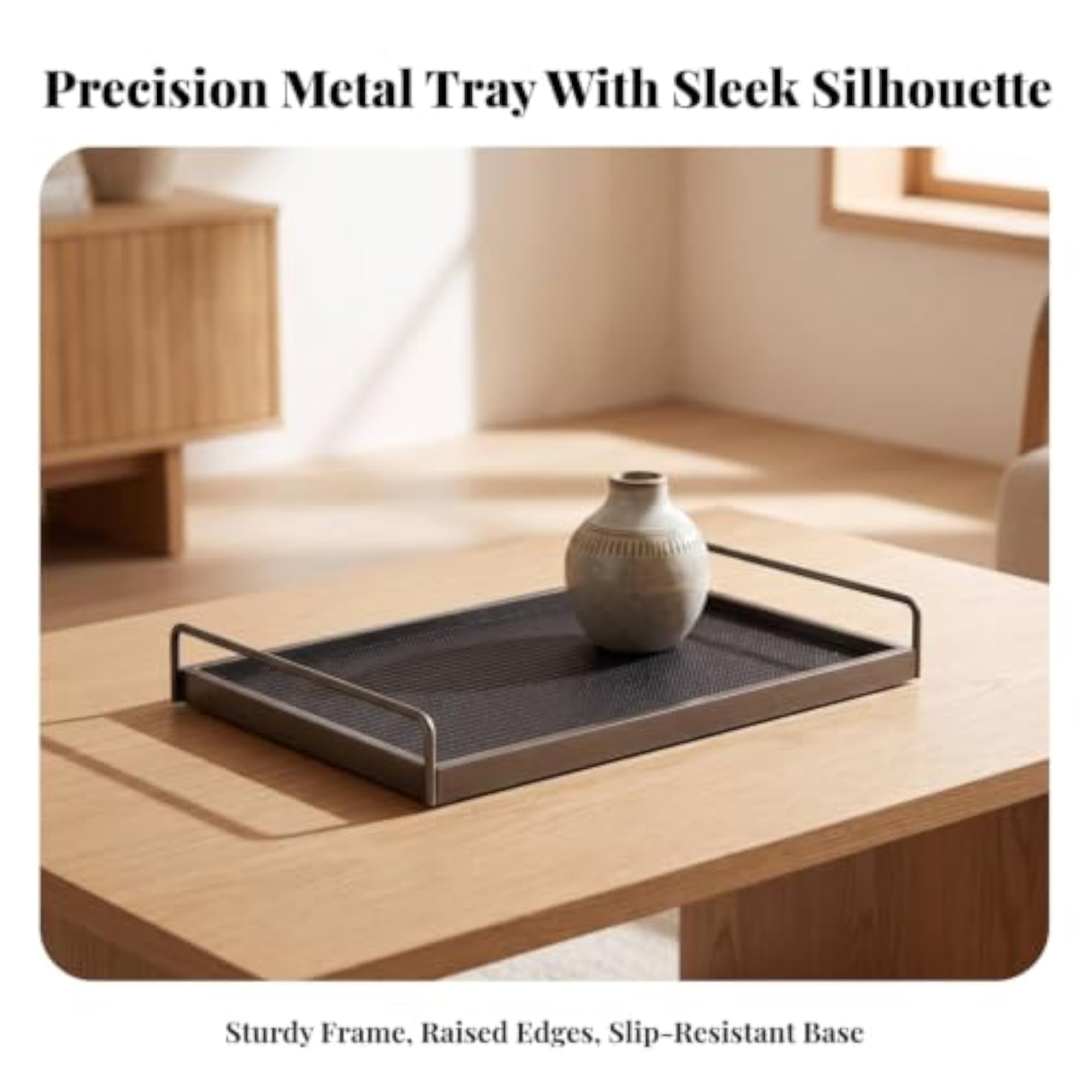 Elegant Decorative Tray with Raised Edges, Sturdy Catchall