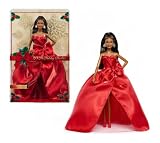 Barbie Signature Doll, 2026 Holiday Black Hair Fashion Doll Wearing Red Gown with Bow, Seasonal Collector Doll in Displayable Packaging & Doll Stand