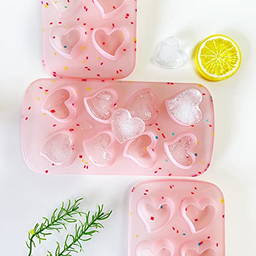 Image of Ice Cube Trays 3 Pack,Silicone Ice Cube Mold Maker with Lid,Heart Style Mold,for Chilling Whiskey, Cocktail, Beverages,Pudding Chocolate
