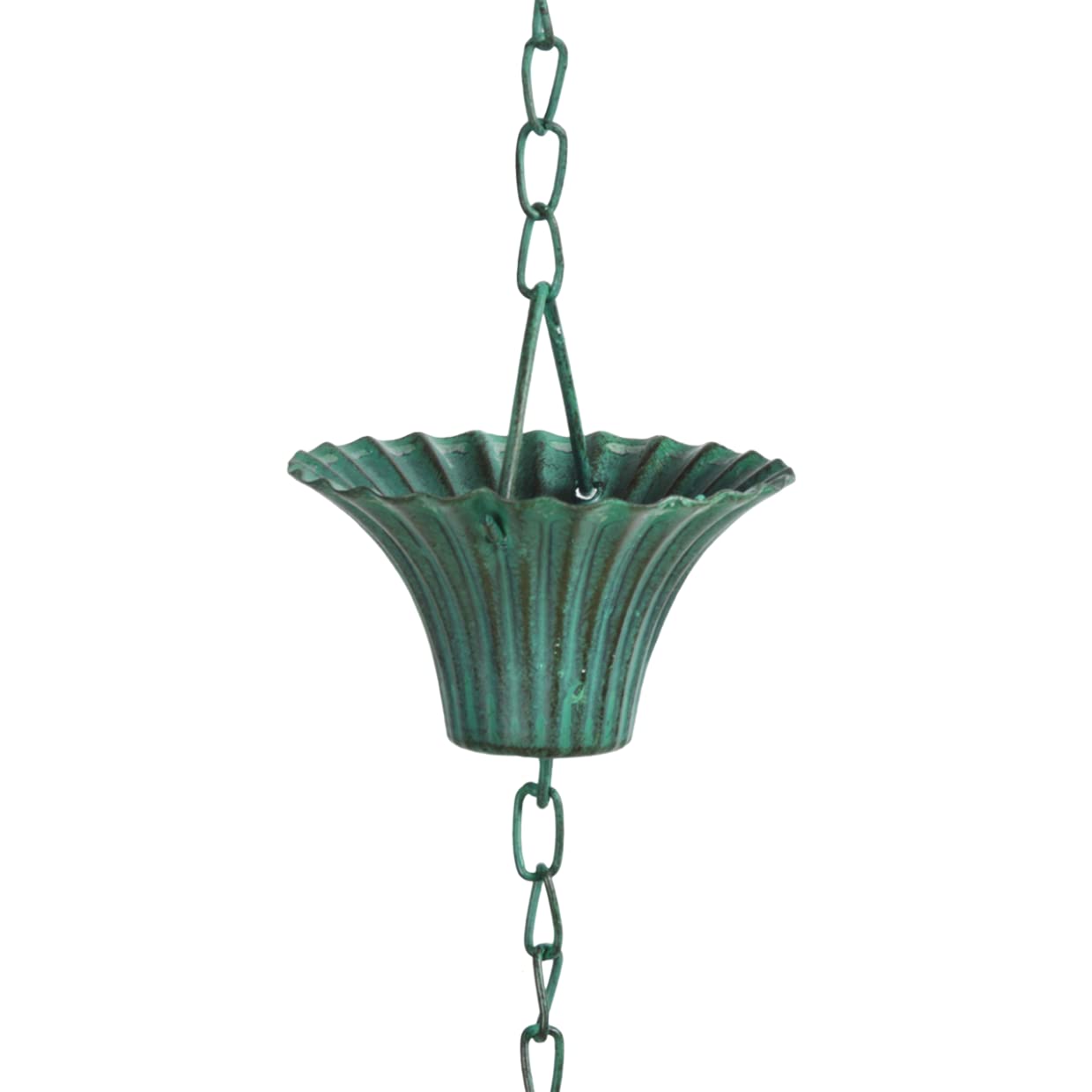 Esschert Design Chaîne d'eau de Pluie en Fer Vert 7,9 x 7,9 x 254 cm