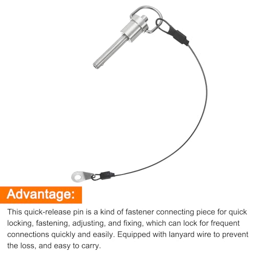 QUARKZMAN 1 Stück Kugelsperrbolzen mit Knopfgriff, 5 mm Stift-Durchmesser, 25 mm Verwendungslänge, Schnellverschlussstift mit Sicherungsseil, Sicherungsstifte 304 Edelstahl
