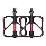 【Plataforma antideslizante】cada pedal tiene 12 tacos para hacer que el pedal sea más eficiente y te da más agarre y estabilidad. Con 3 rodamientos sellados, pedalear o girar es muy suave. Mejora la eficiencia de conversión. Facilita el apoyo de tus pies y te ayuda a conducir tu bicicleta más suave y segura.