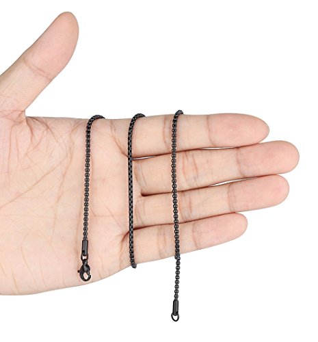 Fosir 2-4Mm Mens Womens Stainless Steel Black Rolo Cable Chain Necklace 18-36 Inch #TOP2