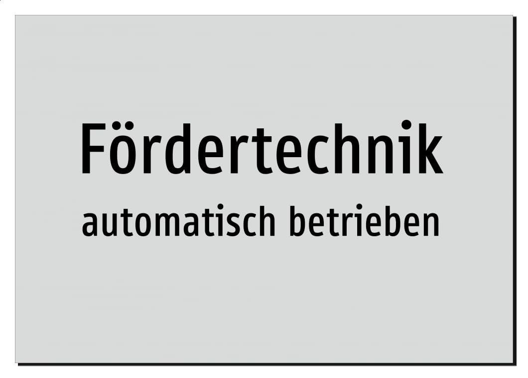 Fördertechnik - automatisch betrieben | Aufkleber A2, 594 x 420mm | nur Text, ohne Symbolgrafik