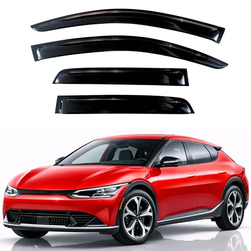 Image of KPY Rain Guards Fit for 2022-2026 Kia EV6, Out-Channel Window Visors Vent Wind Deflectors 4PC, Car Accessories for 22-26 Kia EV6 (Excludes Turbo)