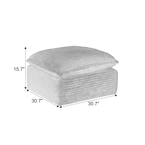 Image of Boneless Memory Foam Ottoman - Double-Layer Cloud Cushion Footstool, Luxury Corduroy Fabric