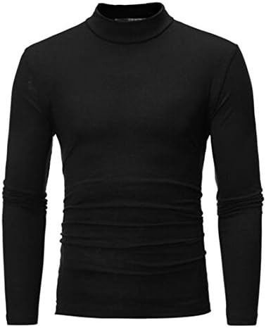 Jofemuho Men's Half Turtleneck Long Sleeve Casual Fall Winter Solid Color Comfort T-Shirt Black M