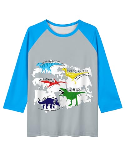 Toddler Boys Long Sleeve Shirts Crewneck Kids T-Shirts Graphic Casual Tops Boys 3/4 Sleeve Shirts for 3-8 Years
