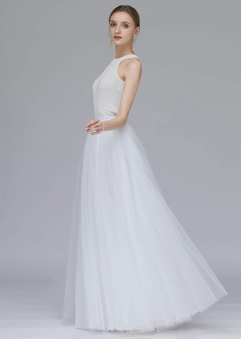 EllieHouse A Line Long Full Bridesmaid Tulle Skirt for Wedding Evening Party Prom P68