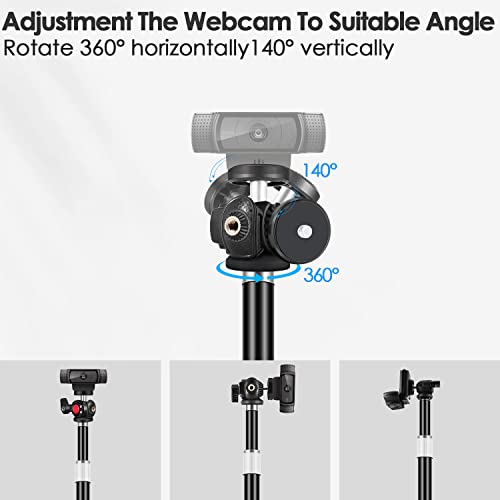 Nycetek Webcam Tripod Stand For Desk: Webcam Stand For Logitech Brio | C920 | C922 - Height & Angle Adjustable Desktop Tripod For Light & 1/4" Thread For Live Streaming | Video Calling #TOP3