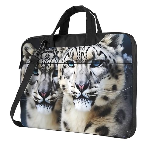 Blue Eyed Snow Leopard ���b�v�g�b�v�o�b�O �X�����R���s���[�^�o�b�O �|�[�^�u���V�����_�[�o�b�O ���b�v�g�b�v�P�[�X�J�o�[ �����p �j���p, �u���b�N///�z���C�g, 14 inch
