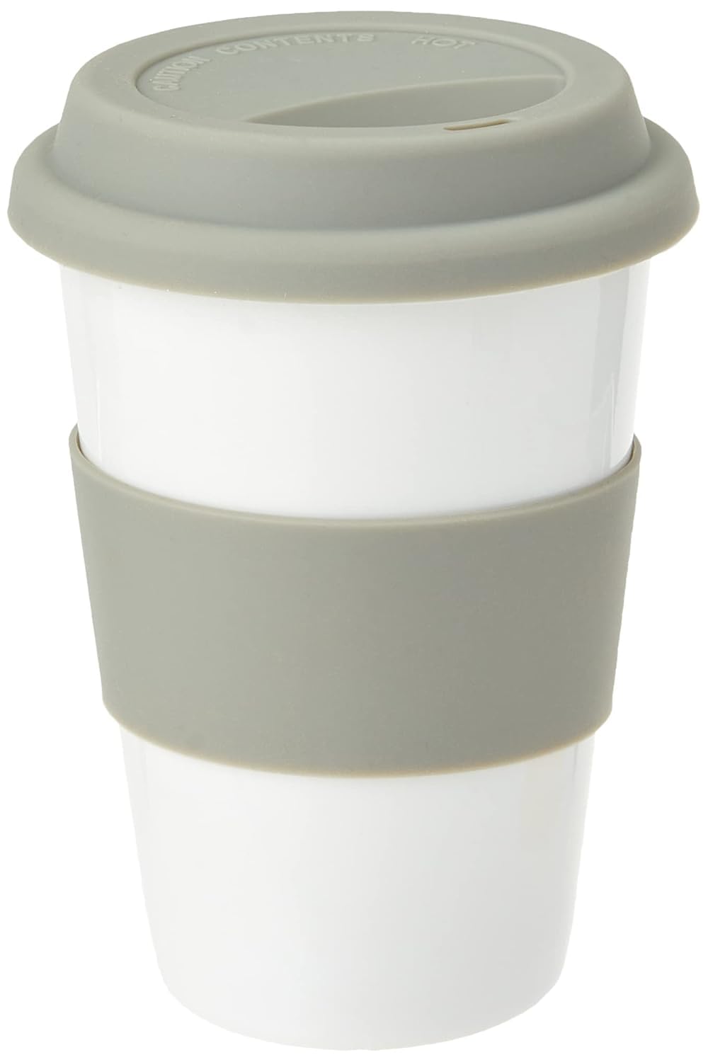 Ebuygb Grey Insulated Takeaway Travel Mug With Silicone Lid, Ceramic, 400 Ml
