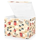 DIGTIA Storage Bins with Lids Boxing Gloves Punching Bag Foldable Storage Boxes with Handles Large Storage Basket Collapsible Organizer Containers for Closet Home Bedroom Office