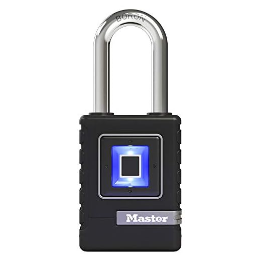 Master Lock 4901DLH Fingerprint Lock Heavy Duty Outdoor Biometric Padlock, Black