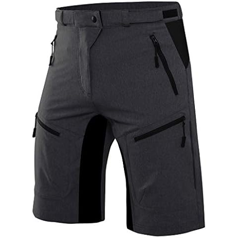Wespornow Men's-Mountain-Bike-Shorts-MTB-Cycling-Shorts with Zipper Pockets(Black Grey, XXL) Cover