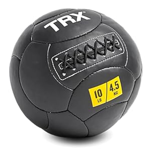TRX Training Medicine Ball, Handcrafted with Reinforced Seams, 10lbs , Black