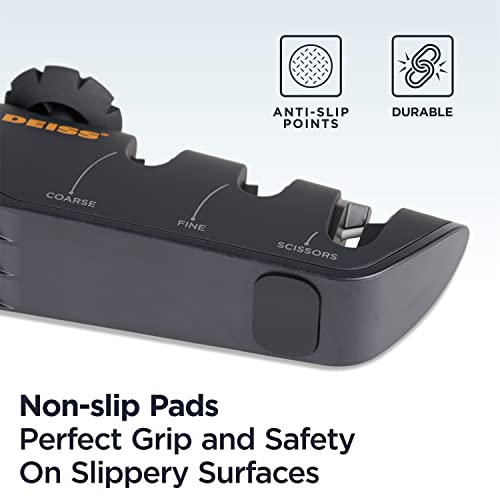 Deiss Pro Knife Sharpener With Adjustable Angle Knob - Handheld Manual Knife Sharpeners For Kitchen Knives, Scissors Sharpener, Pocket Knife Sharpener - Repair, Restore, Polish Blades, Non-Slip Grip #TOP7