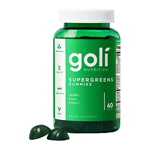 Goli SuperGreen Vitamin Gummy - 60 Count - Essential Vitamins and Minerals - Plant-Based, Vegan, Gluten-Free & Gelatin Free - Health from Within, Pack of 1 Cover