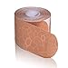 TheraBand Kinesiology Tape, Waterproof Physio Tape for Pain Relief, Muscle & Joint Support, Standard Roll with XactStretch Application Indicators, 2" X 10" Strips, 20 Precut Strips, Beige/Beige