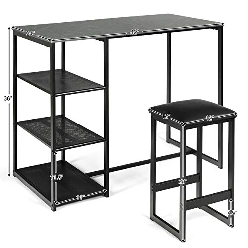 image for COSTWAY 3-Piece Dining Set, Compact 2 Chairs and Table Set, Kitchen Se