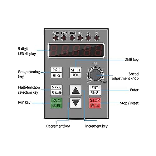 Napęd VFD, 2.2KW-7.5KW konwerter VFD 0-3200Hz wyjście jednofazowe na 3-fazowy falownik sterujący napędem o zmiennej częstotliwości dla silnika wrzeciona(5.5KW 220 2m)