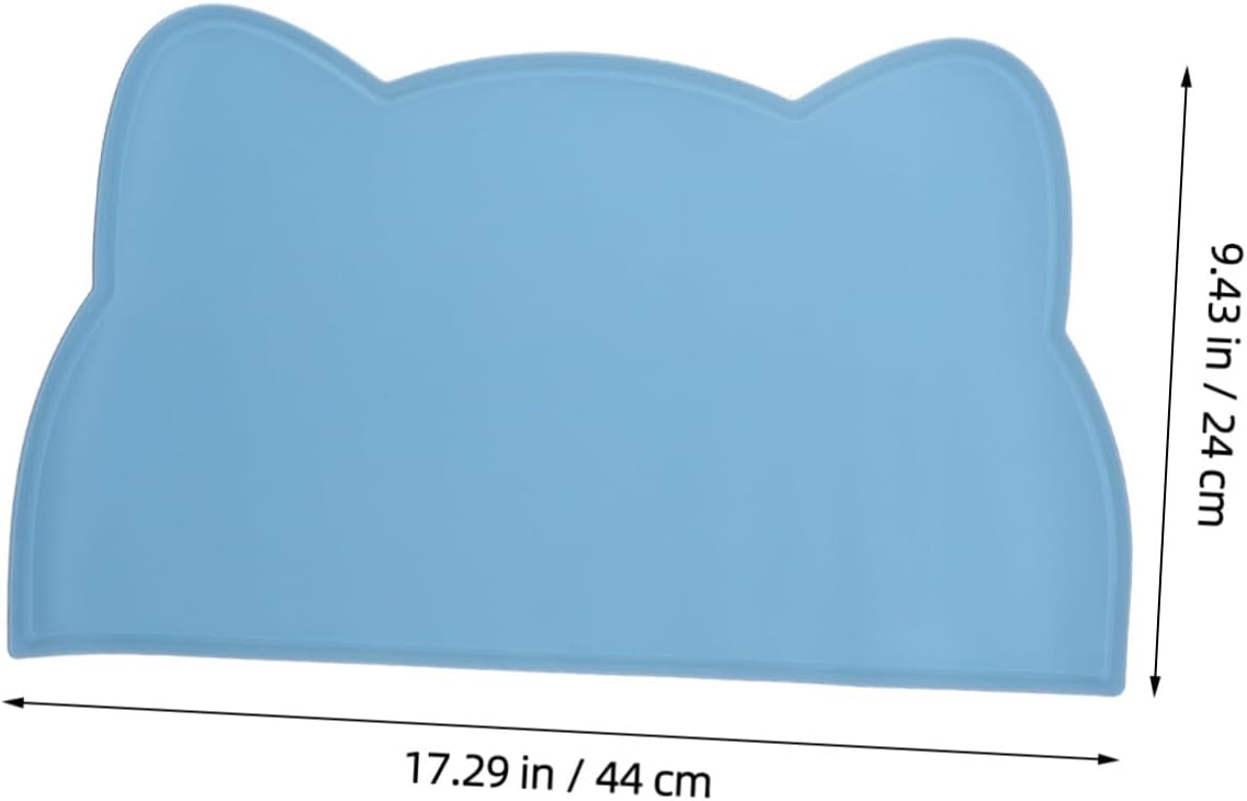 NUOBESTY Silicone Pet Placemat Large Cat Food Mat Anti-Slip Feeding Mat for Dogs and Cats Indoor Use Sky Blue