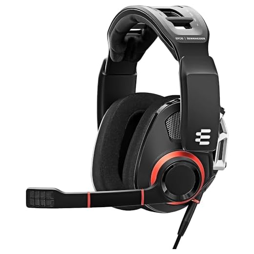 Fone de ouvido acústico aberto com fio EPOS I SENNHEISER GSP 500, microfone com cancelamento de ruído, faixa ajustável com pressão de contato personalizável, controle de volume, PC + Mac + Xbox + PS4, Pro – preto/vermelho