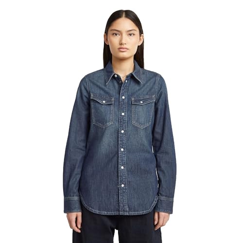 G-Star Slim Western Shirt Ls Wmn Camiseta, Azul Antique Faded Hurricane D27714-D539-H701 , M Mujeres