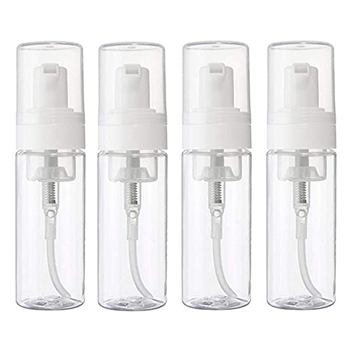 Botella de bomba de espuma recargable de plástico transparente de viaje de 150 ml, dispensador de bomba de jabón espumante, para limpieza, viajes, maquillaje (4 piezas) Cover
