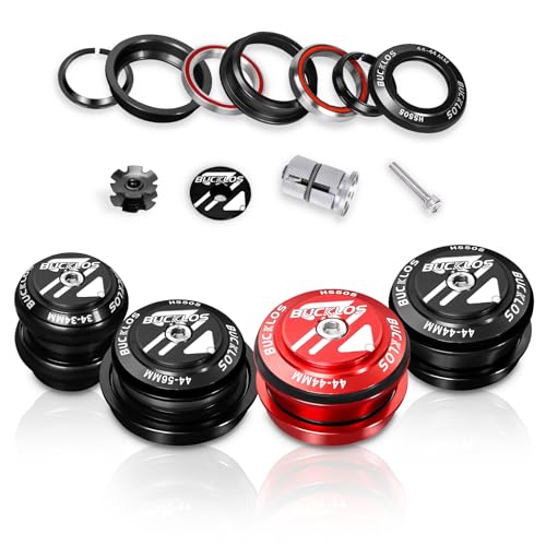 1-1/8 Fahrrad-Steuersatz MTB Gewindefrei 34 44 44-55 44-56 mm, gerades konisches Rohr Mountainbikes Rennrad Doppelt abgedichtete Lager Steuersätze, für Rahmen Gabel-Expander-Stopfen Sternmutter
