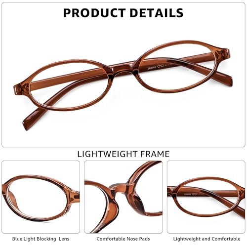 Image of FEISEDY Y2K Retro Oval Blue Light Glasses for Women Fashion Small Face Eyewear Frame 90s Nerd Fake Cosplay Eyeglasses B0258