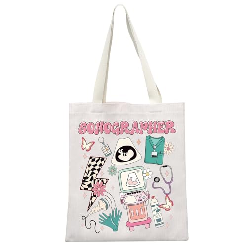 MEIKIUP Sonographer Gift Sonographer Canvas Tote Bag Ultrasound Tech Shoulder Bag Radiologist Gift
