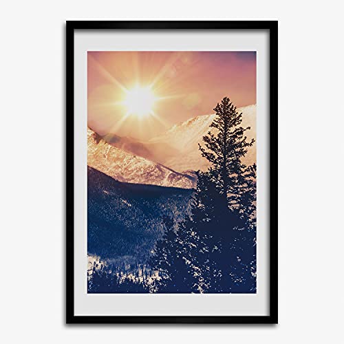 Cadre photo bois 50x70 cm Tulup finition premium tableau décoratif de paysage moderne
