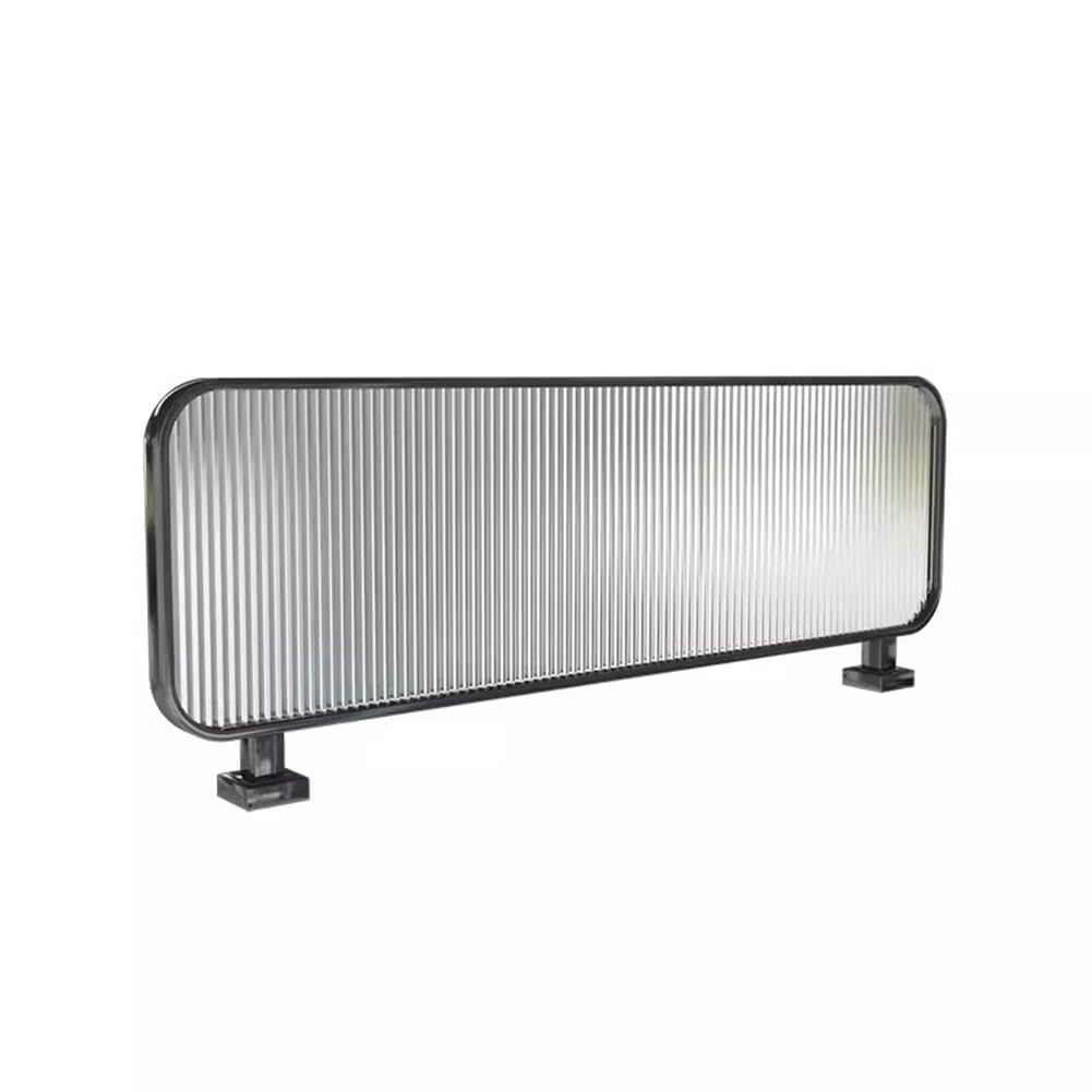 KLGFBDC 55.1" Privacy Divider Screen for Desk & Countertop - Translucent Glass Panel & Stainless Steel Frame - Stylish Office Partition for Dining, Restaurant & Workspace Solutions