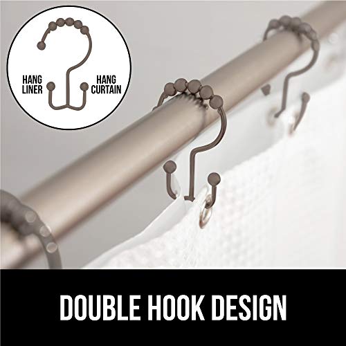 image for Gorilla Grip Premium Bathroom Shower Curtain and Liner Decorative Hook