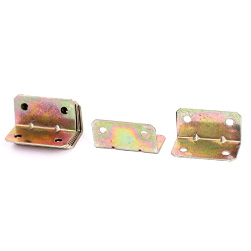 Aexit 20mmx20mm L Clamps Shape Shelf Corner Brace Plate 90 Degree Bracket Bronze Strap Clamps Tone 10pcs