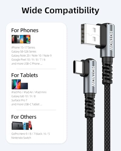 Short Right Angle USB A to USB C Cable 3Pack 3FT, 90 degree USBC Cable - 4