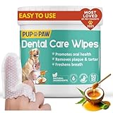 Picture of Premium Dog Teeth Cleaning Wipes - All Natural dog Toothbrush & Tooth Brushing Kit - Pet Dental Finger Wipes for cats & dogs - Freshens Breath, Reduces Tartar & Plaque - All in one finger wipes (50)