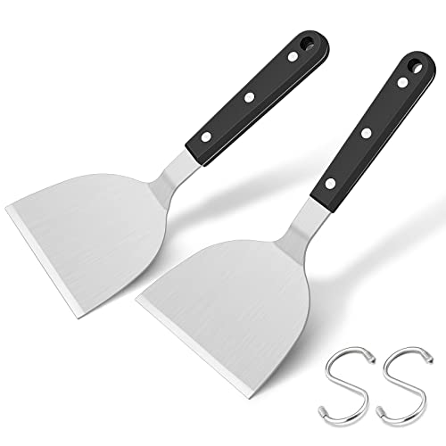 Metal Spatula Set Of 2, Joyfair Stainless Steel Griddle Spatulas For Grilling Flipping Cutting Serving, Barbecue Turner With Abs-Plastic Handle For Flat Top Grill Teppanyaki, Dishwasher Safe #TOP15