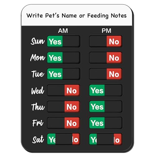 Dog Fed Sign, Dog Feeding Reminder with AM/PM Slider & Custom Notes Area, Weekly Pet Feeding & Pill Reminder Tracker for Family, Easy to Use on Fridge or Wall with Adhesive and Magnet, Pet Supplies