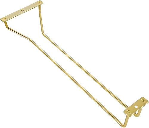 Miniatura 2 de Soporte para copas de vino de 14.0 in, dorado, para debajo del gabinete, soporte para copas de vino, soporte para copas de alambre para colgar para