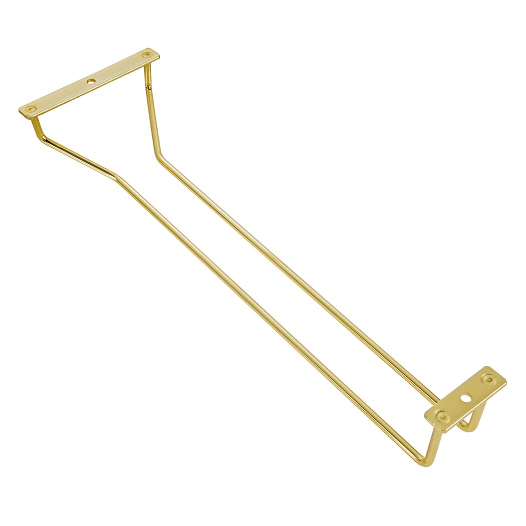 Supporto per bicchieri da vino dorato, fila singola da 35,5 cm, confezione da 2, sotto l'armadio, rack per calici da appendere, adatto per ristoranti, bar, cucina, tavolo da pranzo