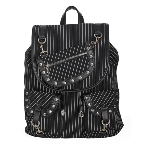 Banned Mochila Yamy Pinstripe Punk Nugoth Goth Bolsa de Trabajo