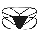 CHICTRY Men's Strappy Harness G-String Jock Strap Thong Black Medium(Waist:25.0-42.0'/64-106cm)