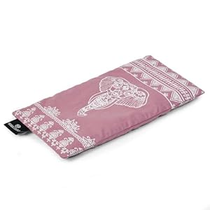 Yoga Studio Organic Aztec Elephant Eye Pillow – 23cm x 12/13cm, Organic Lavender & Linseed Scented Yoga Pillow for Tired Eyes, and Headaches (Dusty Pink Aztec Elephant)