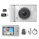 デジカメ【4K動画撮影、5000万画素】デジタルカメラ 32GB Micro SDカード付き AFオートフォーカス コンパクトカメラ 2.83インチの大画面 16倍ズーム フラッシュ 手振れ補正機能を備えています ウェブカメラ 充電式 大容量バッテリー 軽量 日本語の取扱説明書 学生 初心者にも最適です 修学旅行 (白)