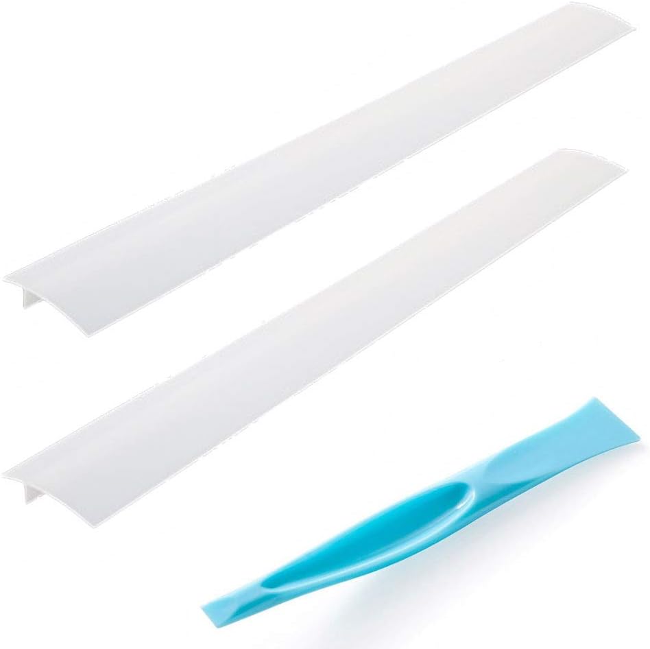 2 x Silicone Stove Gap Cover | Counter Top Stove Fills Gap Between Countertop and Stove - Opaque Milky White