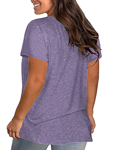 Image of DOLNINE Plus-Size Tops for Women Casual Short Sleeve Color Block T-Shirts | Basic Going Out Tees, Summer Trendy Loose Fit Tunics