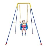 Toddler Swing Set, 2 in 1 Baby Swing Set for Indoor Outdoor Backyard, Baby Swing with Bouncer Jumper, Foldable Metal Stand,𝟲𝟵' (𝗛) Large